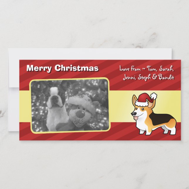 Christmas Pembroke Welsh Corgi Holiday Card (Front)