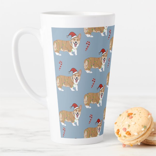 Christmas Pembroke Welsh Corgi Latte Mug (In Situ)
