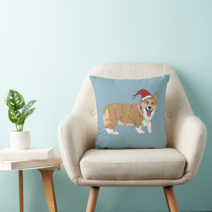 Christmas Pembroke Welsh Corgi Throw Pillow