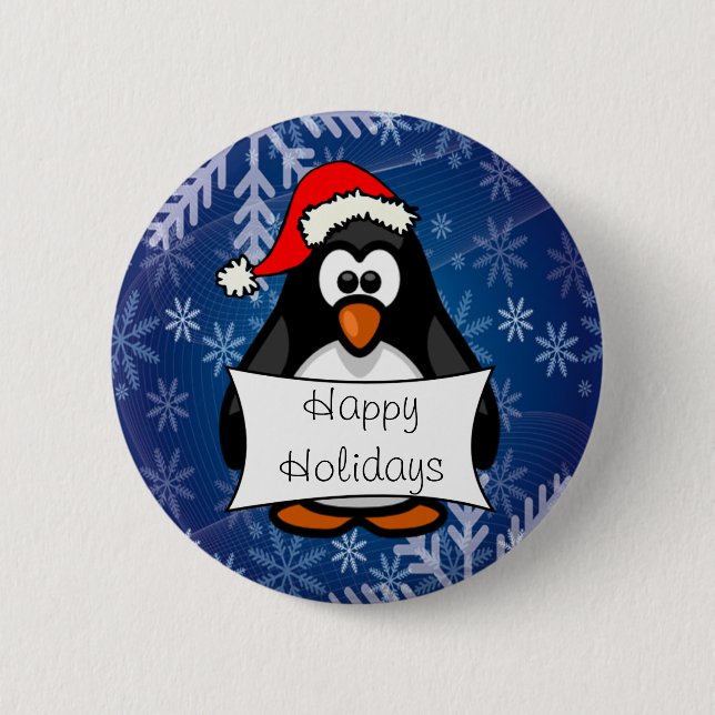 Christmas Penguin 2 Inch Round Button (Front)