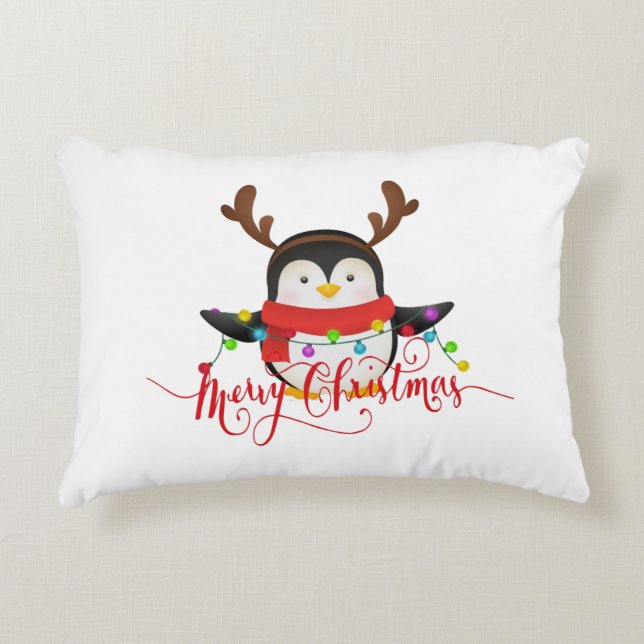 Christmas penguin   accent pillow (Front)