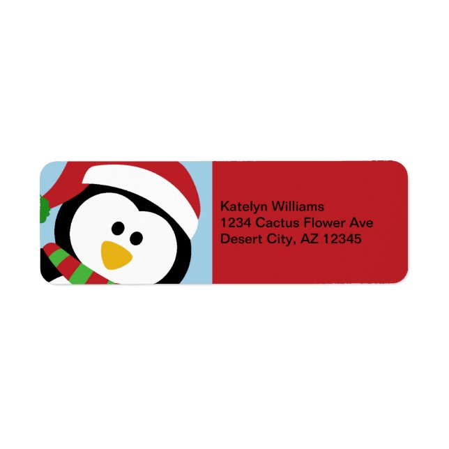 Christmas Penguin Address Labels (Front)