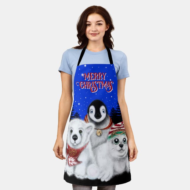 Christmas penguin baby polar bear seal personalize apron (Worn)