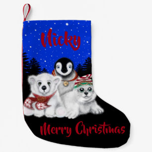 Christmas penguin baby polar bear seal pup  small christmas stocking