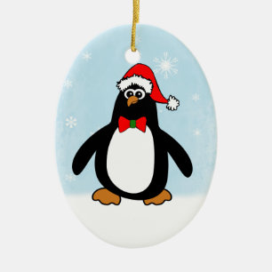 Christmas Penguin Ceramic Ornament
