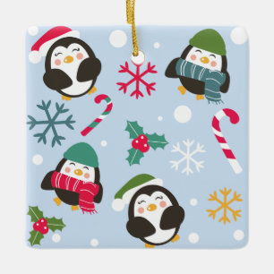Christmas Penguin Ceramic Ornament