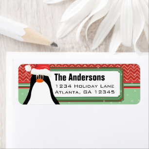 Christmas Penguin Chevron Motif Adresse de retour