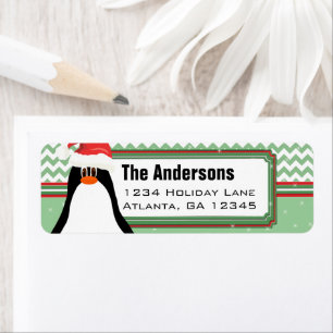 Christmas Penguin Chevron Motif Adresse de retour