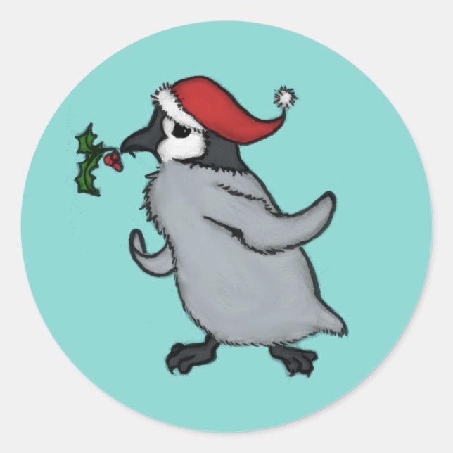 Christmas Penguin Classic Round Sticker (Front)