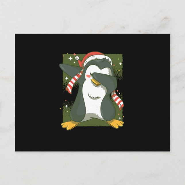 Christmas penguin dab postcard (Front)
