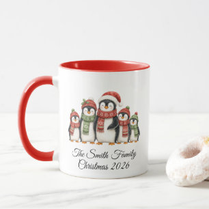 Christmas Penguin Family Personalized Mug