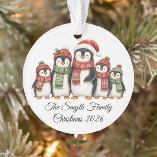 Christmas Penguin Family Personalized Ornament
