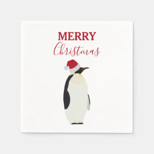 Christmas Penguin Funny Animal with Santa Hat  Napkin