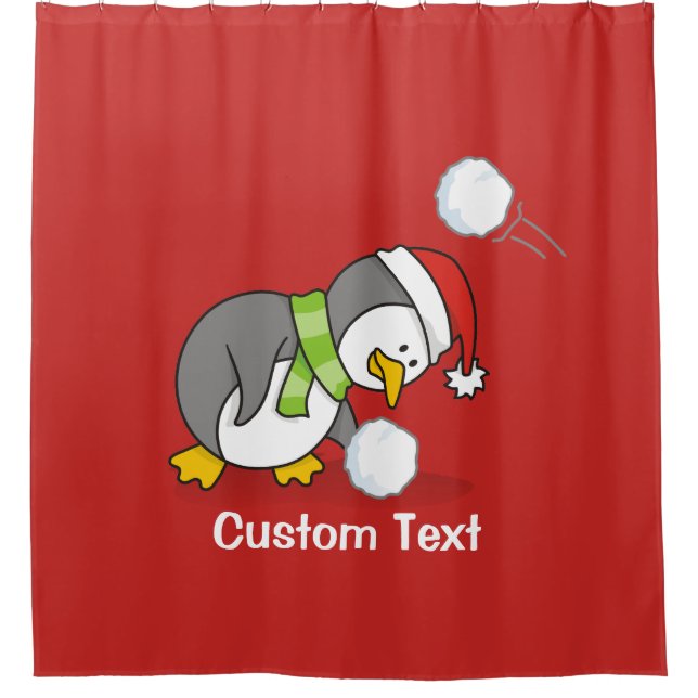 Christmas penguin getting a snow ball (Front)