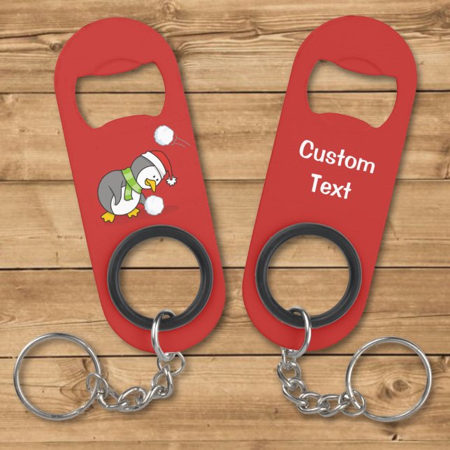 Christmas penguin getting a snow ball mini bottle opener (Creator Uploaded)