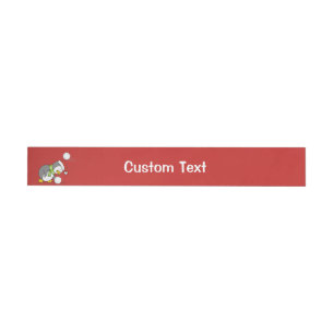 Christmas penguin getting a snow ball wraparound address label