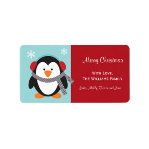 Christmas Penguin Gift Tag Labels