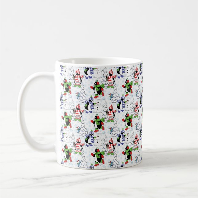 Christmas penguin ice skating coffee mug (Left)