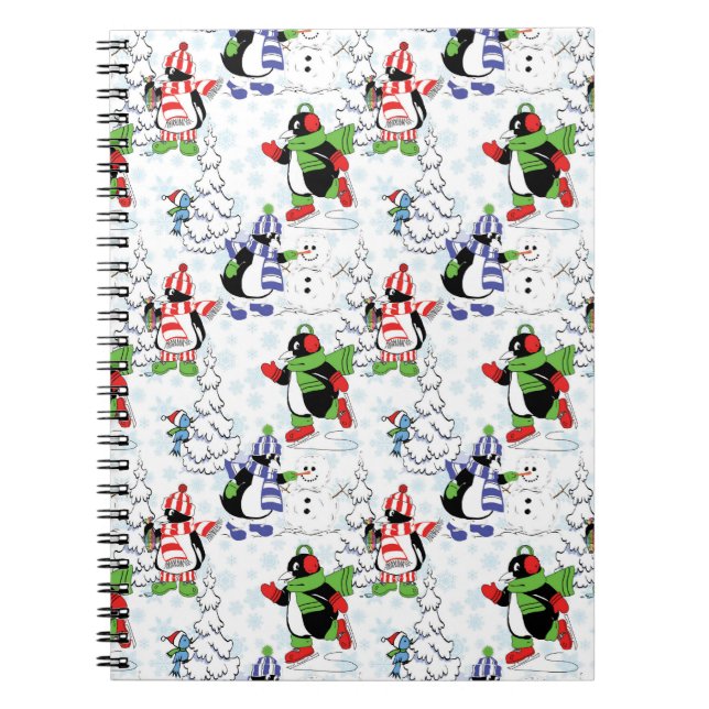 Christmas penguin ice skating notebook (Front)