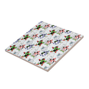 Christmas penguin ice skating tile