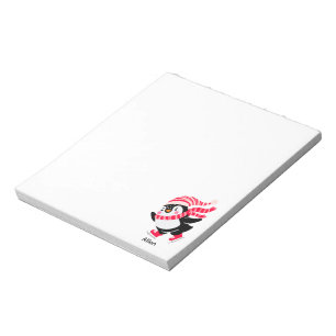 Christmas Penguin in a Hat and Scarf on Skates Notepad