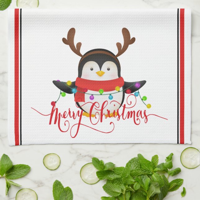 Christmas penguin   kitchen towel (Folded)