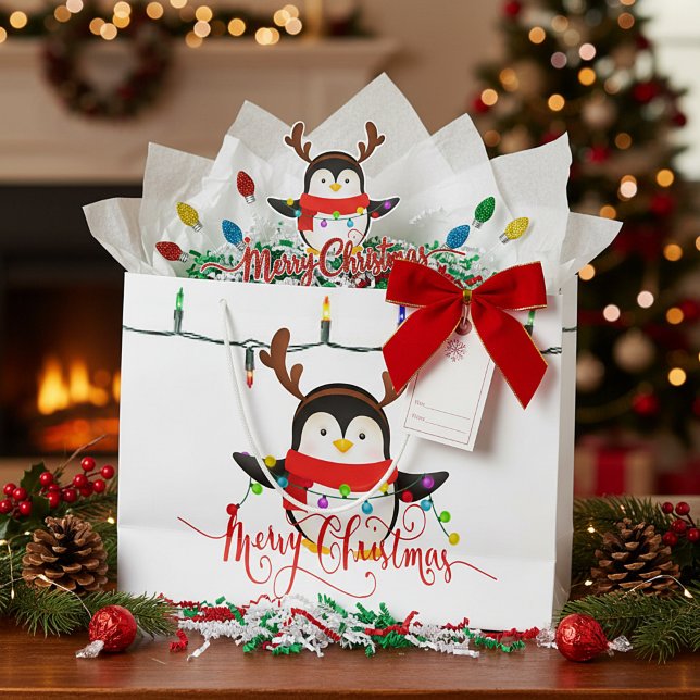 Christmas penguin   large gift bag (Creator Uploaded)
