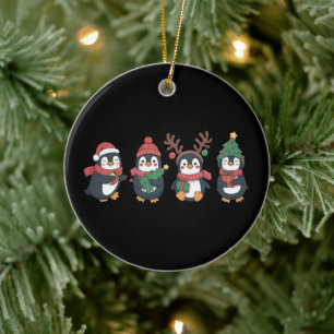 Christmas Penguin Lover Cute Animals Family Xmas Ceramic Ornament