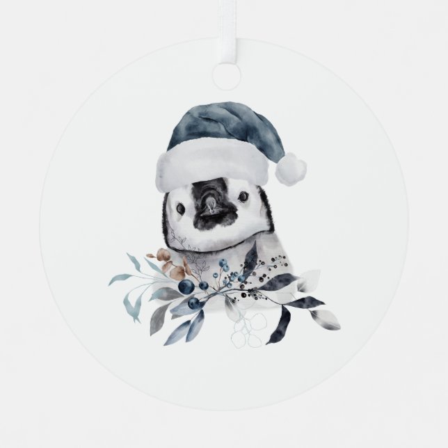 Christmas Penguin  Metal Ornament (Front)