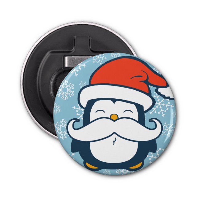 Christmas Penguin Moustache Trend Bottle Opener (Front)