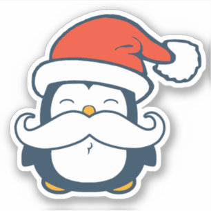 Christmas Penguin Moustache Vinyl Cut Sticker