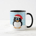 Christmas Penguin Mug<br><div class="desc">Enjoy this cute Christmas Penguin Mug for your morning coffee or give it as a gift. This holiday mug features a penguin wearing a Santa Claus hat with a snowflake background. He's all about having a Merry Christmas. You can even personalize this Penguin Christmas mug with a name or add...</div>