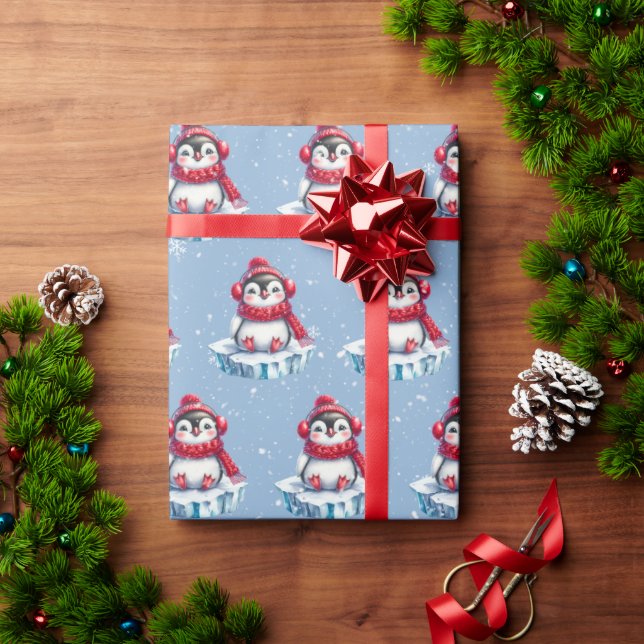 Christmas Penguin On an Iceberg Wrapping Paper (Holiday Gift)