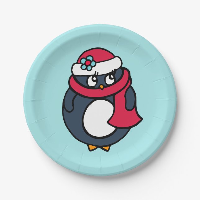 Christmas Penguin Paper Plates (Front)