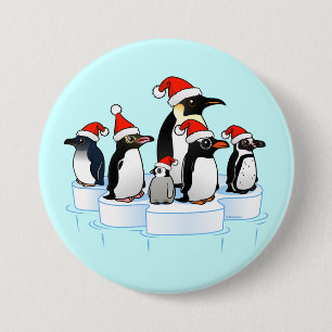 Christmas Penguin Party 3 Inch Round Button