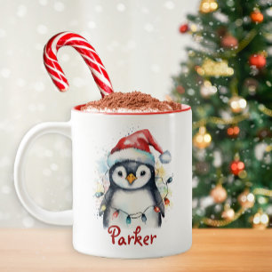 Christmas Penguin Personalized Kids Mug