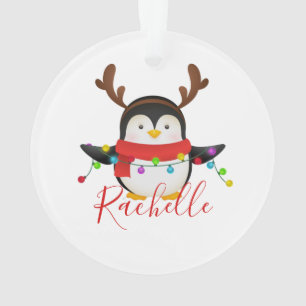 Christmas penguin personalized ornament