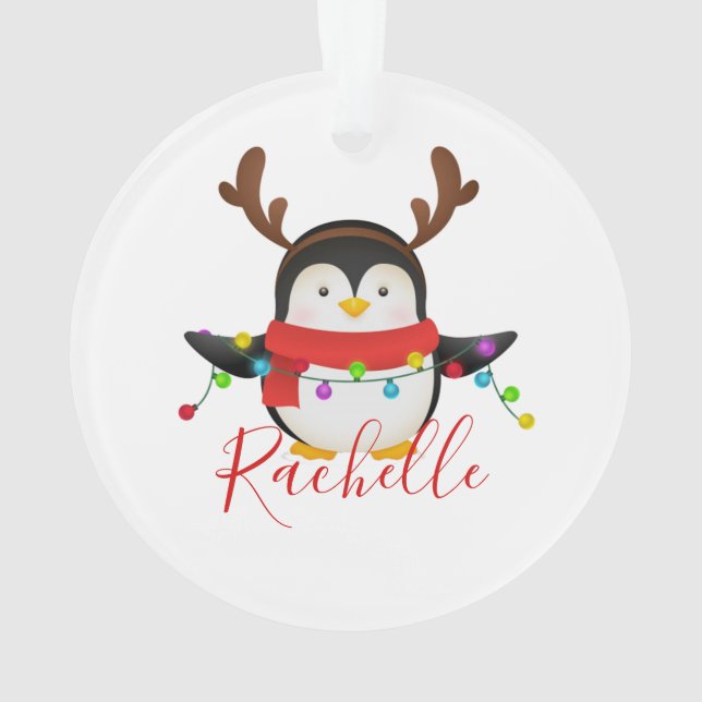 Christmas penguin personalized ornament (Back)