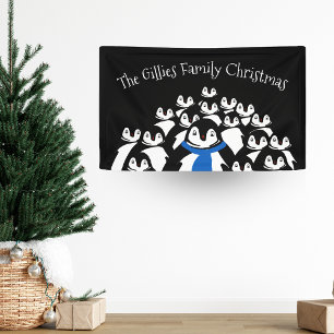 Christmas Penguin Personalized Party Banner