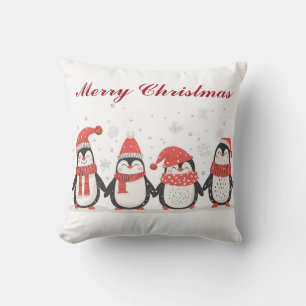 Christmas Penguin Pillow Festive Holiday Decor
