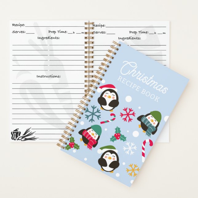 Christmas Penguin Recipe Notebook (Inside)