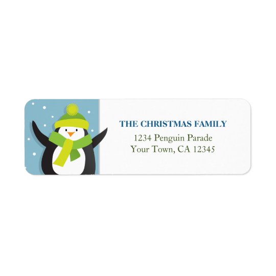 Christmas Penguin Return Address Label