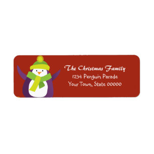 Christmas Penguin Return Address Label