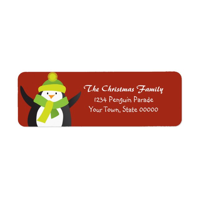 Christmas Penguin Return Address Label (Front)