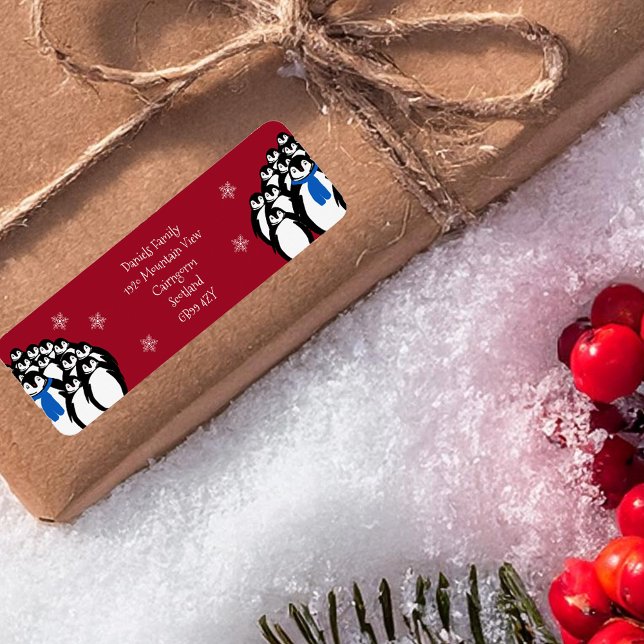Christmas Penguin Return Address Red (Creator Uploaded)