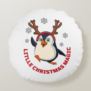 Christmas penguin round pillow
