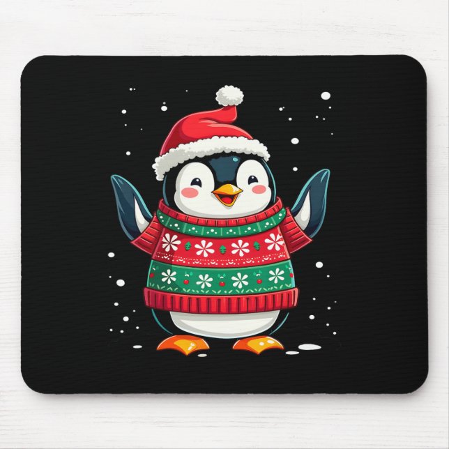 Christmas Penguin Santa  Mouse Pad (Front)