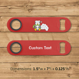 Christmas penguin sitting with snow balls bar key
