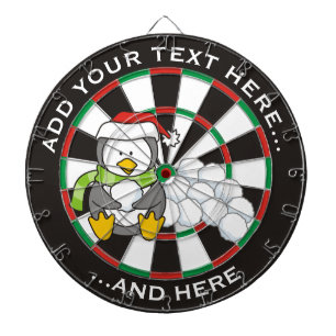 Christmas penguin sitting with snow balls dartboard