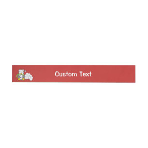 Christmas penguin sitting with snow balls wraparound address label